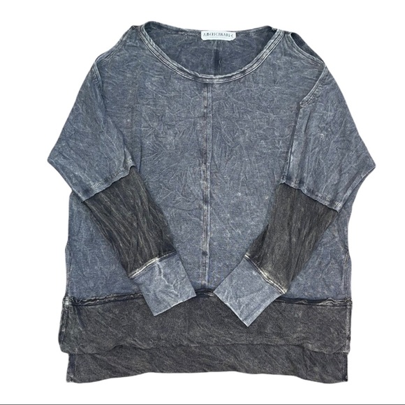 American Able Women’s Grey Distressed Cold Shoulder Top Size Small - Picture 2 of 6